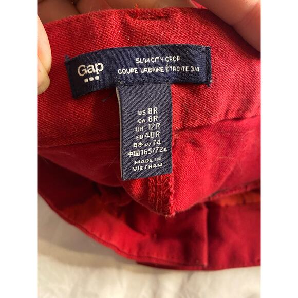 Classic Russian Red Slim City Crop Pants Gap Size 8R - Picture 3 of 6
